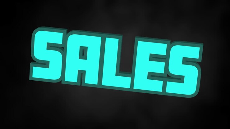 Animation of blue sales text over black background
