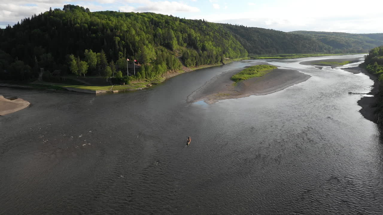 Orbit Drone Footage at Restigouche River, New Brunswick, Canada