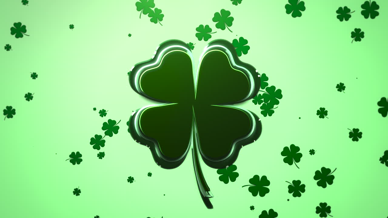 녹색 패턴에 파리 작은 토끼풀이 있는 국립 아일랜드 녹색 토끼풀