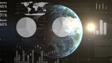 animación del procesamiento de datos financieros en todo el mundo