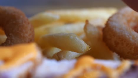 french fries and onion rings