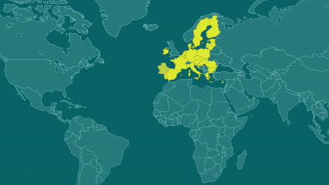 País-Ficticio-Listenbourg-Agregado-A-La-Unión-Europea,-Acercamiento-Fácil-Con-Cambio-De-Color-A-Amarillo