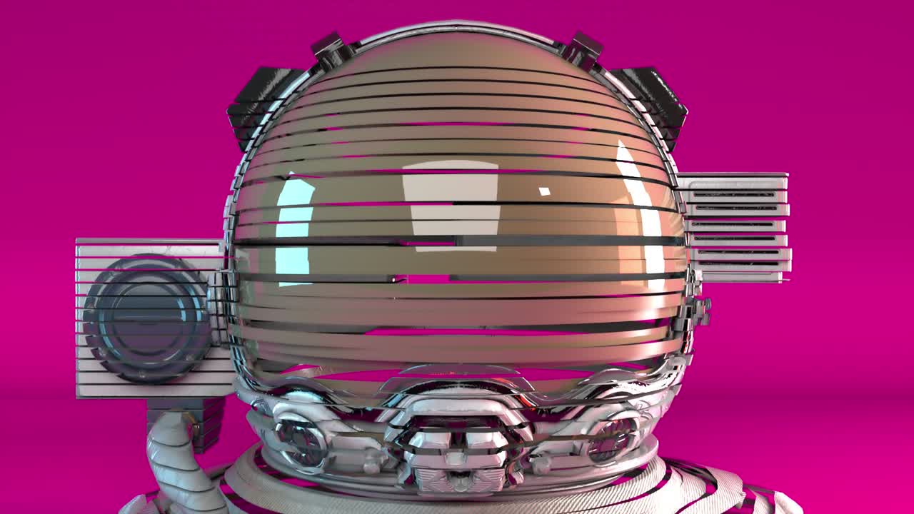 cabeza de un astronauta en casco de metal formado por líneas. fondo de renderización 3d con corte de traje espacial