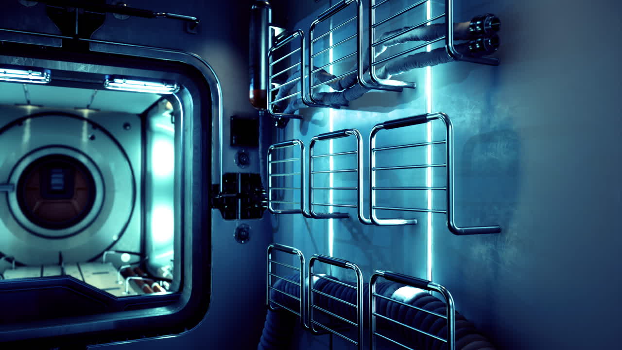 Interior design of a module on the international space station exploring space