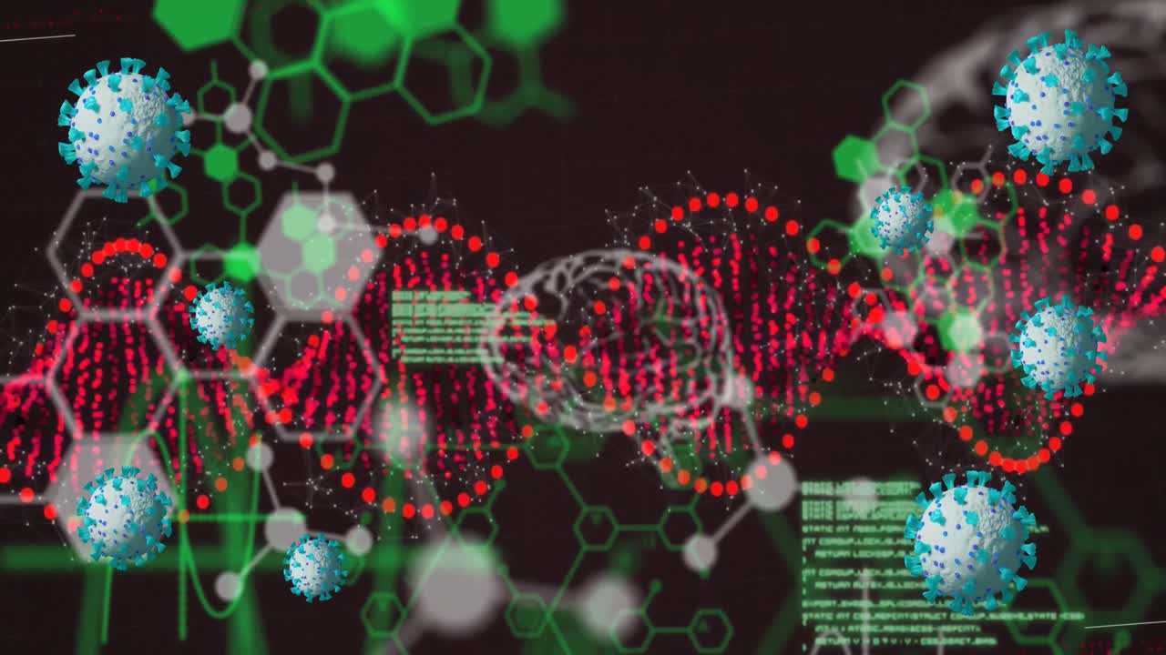 데이터 처리에 대한 바이러스 세포의 애니메이션