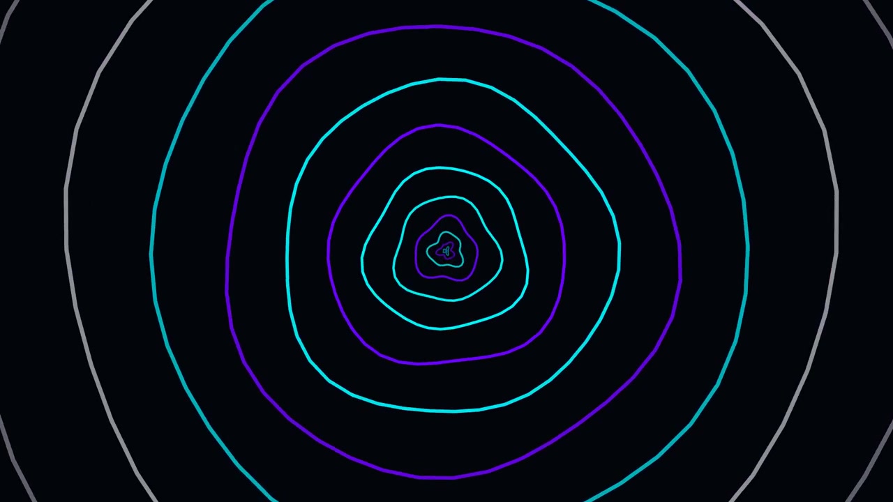 Abstract Animation of Pulsing Neon Concentric Circles