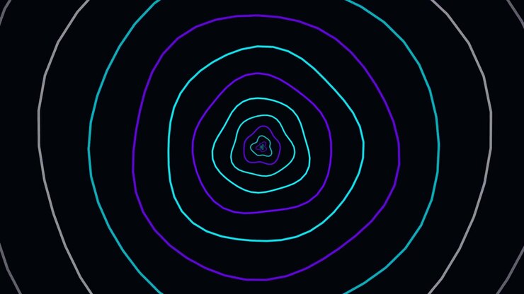 Abstract Animation of Pulsing Neon Concentric Circles