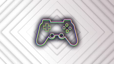 animation of gamepad over squares on white background