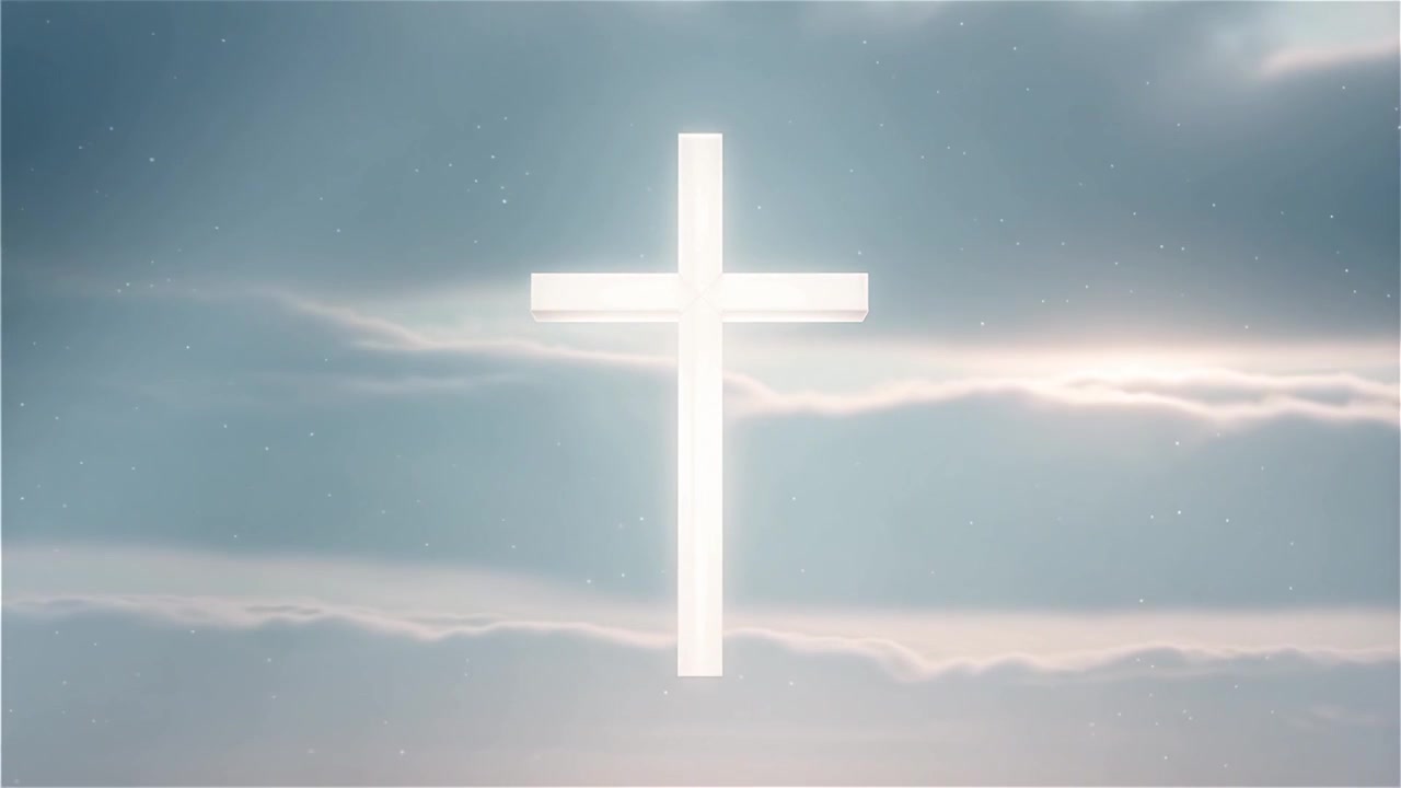 Croce Cristiana Luce Celestiale Sfondo per il Culto.