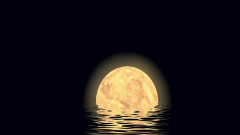 the full moon slowly rises in a starry night sky over the sea horizon