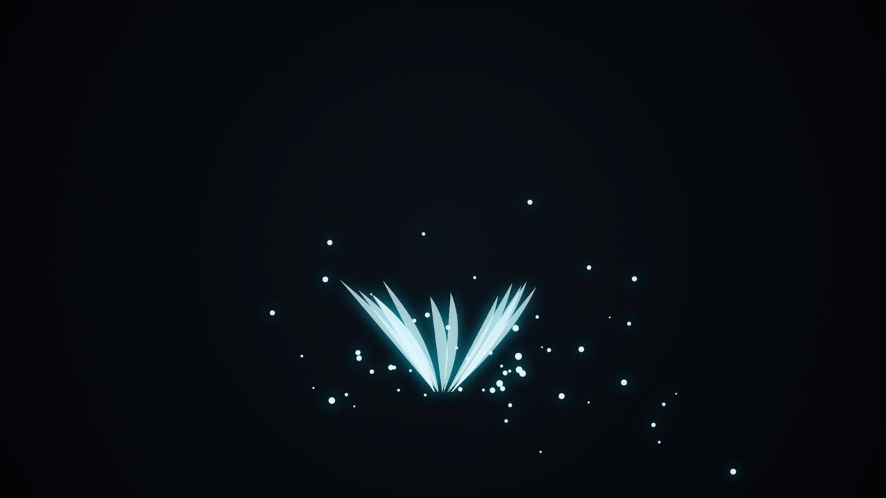 Particelle di luce luminose astratte che si espandono e svaniscono su uno sfondo scuro