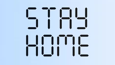 rendering 3d del segnale di visualizzazione del segmento lcd "stay home", lampeggiamento animato in ciclo senza cuciture.