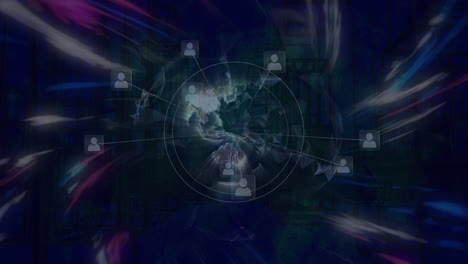animation of network of connections over digital city