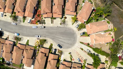 aerial view of a suburban residential cul-de-sac
