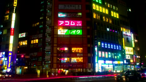 night lapse with japanese neons at shinjuku south side wide shot right panning