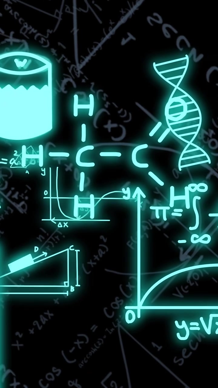 Animation of scientific data processing over dark background