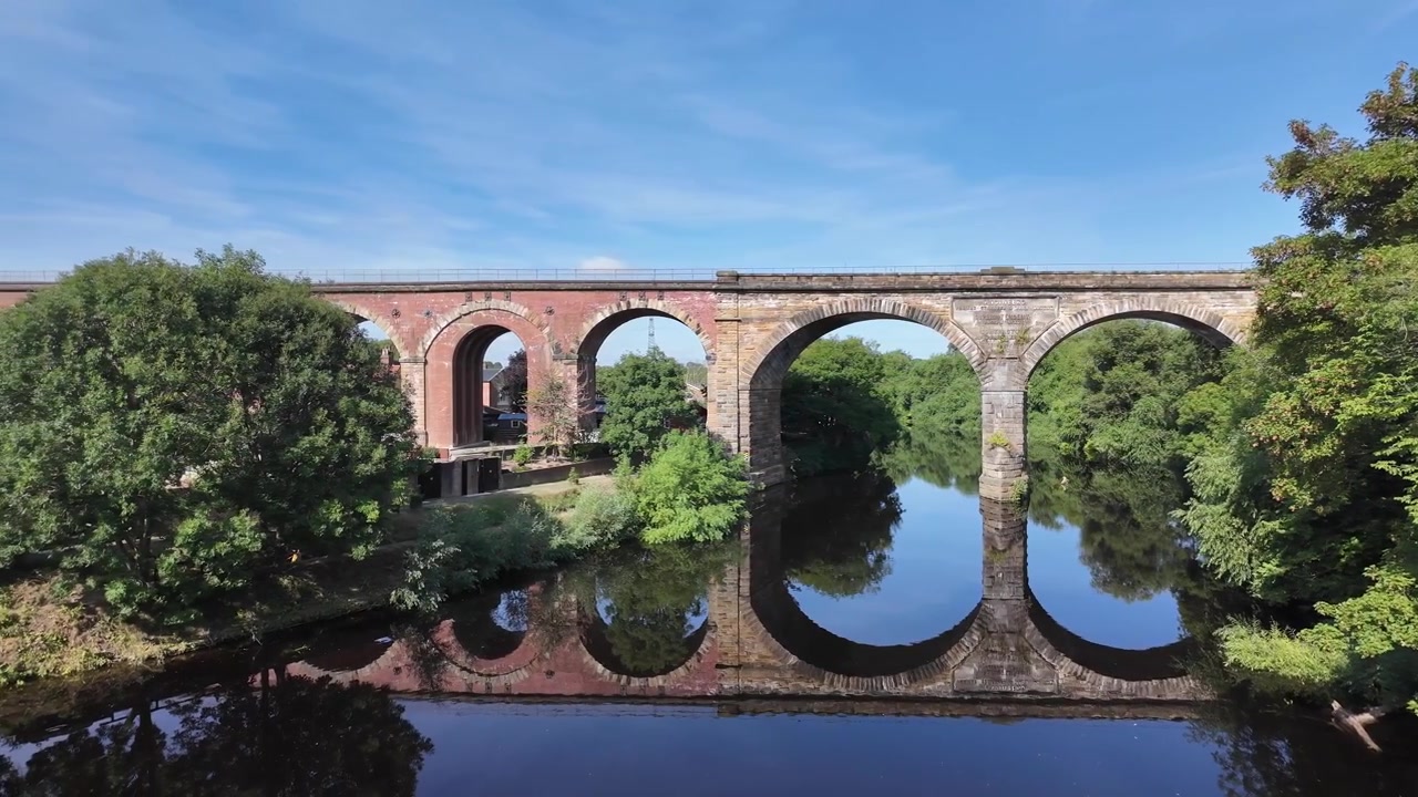 Storico Ponte di Yarm che attraversa il fiume Tees nel North Yorkshire, Inghilterra, Regno Unito