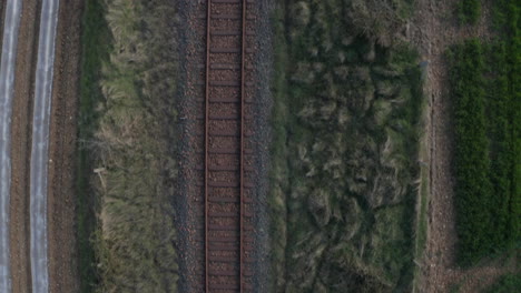 Aerial-drone-point-of-view-of-the-old-abandoned-railway-between-Chinon-and-Loudun