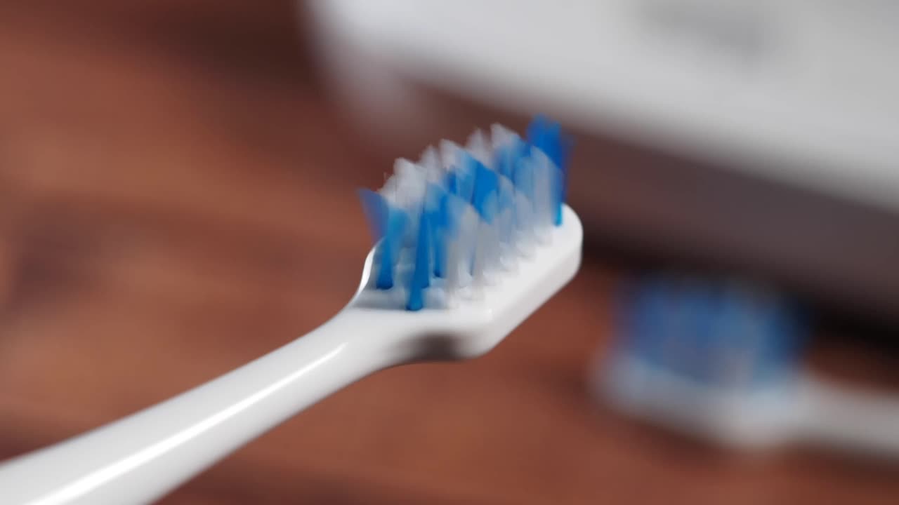 Close-up of a Worn Electric Toothbrush Head