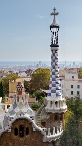 timelapse of the barcelona skyline shot from parc guell in vertical