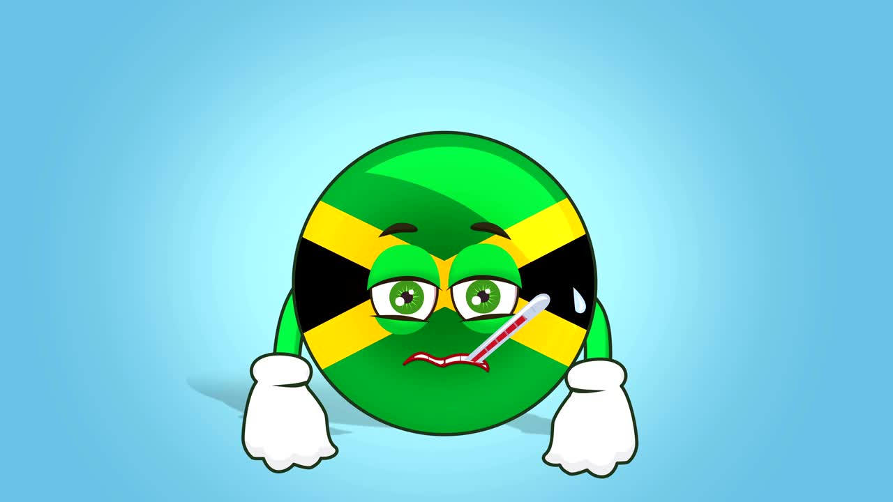 icona dei cartoni animati bandiera giamaica faccia animazione malato con alfa matte