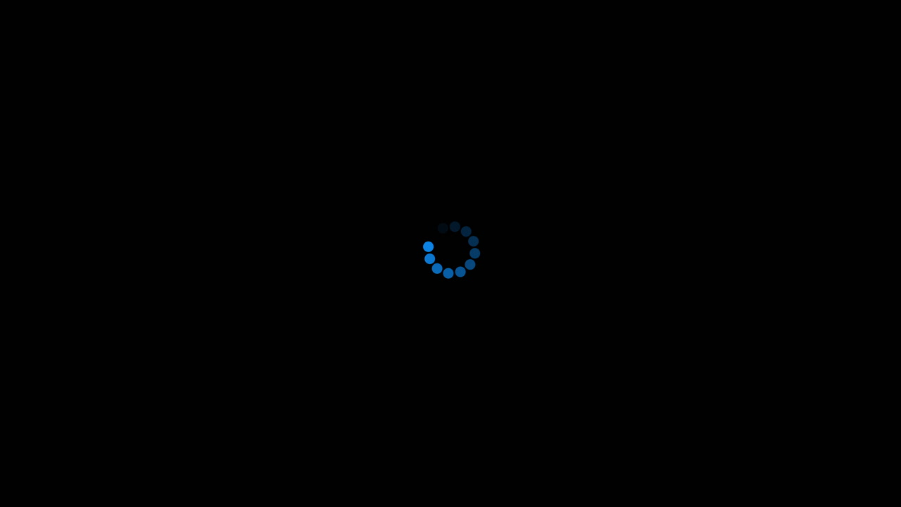 Blue Loading Circle Animation with Please Wait Text on Black Background
