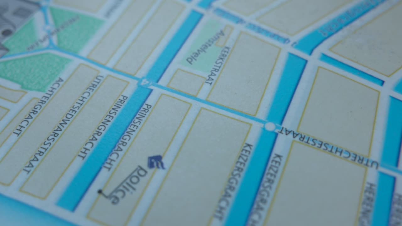 Dettaglio di una mappa fisica di Amsterdam