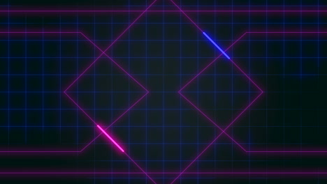 dynamic black and blue grid with pink diamond lines