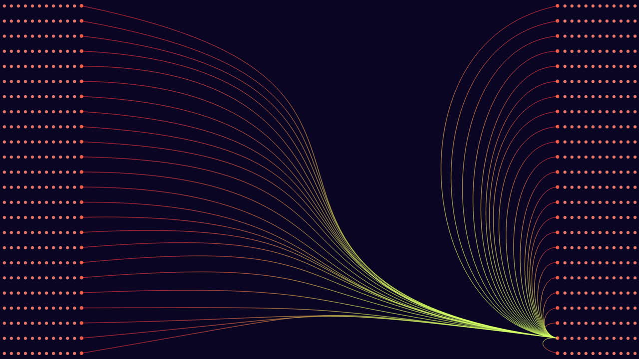 Vibrant red and green zigzag pattern displayed on a dark background represents a unique waveform. Red lines are longer than green, creating an intriguing visual contrast