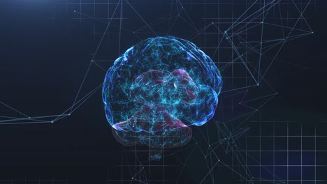 cerebro girando contra la red de conexiones en fondo negro