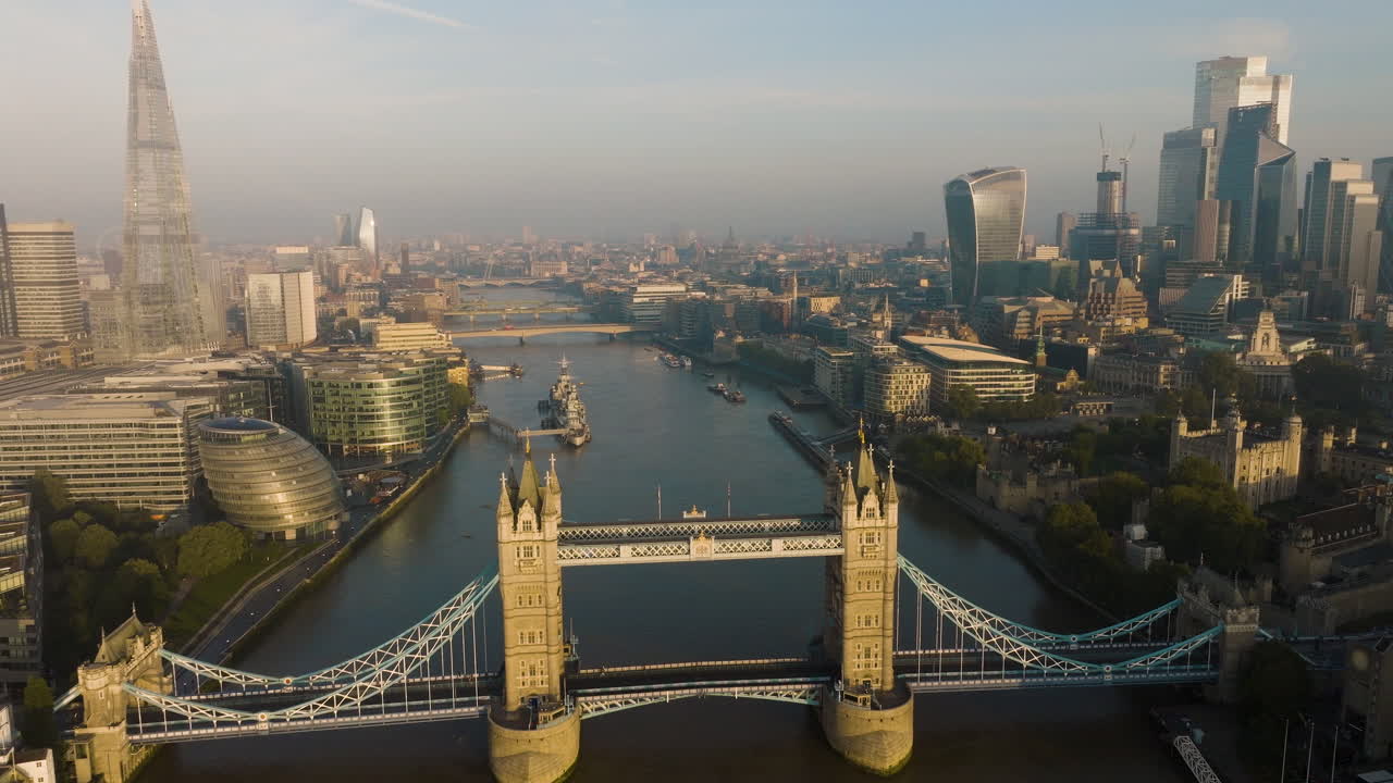 Tower Bridge and London Skyline Aerial View