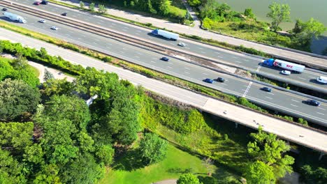 drone shot queen elizabeth way in canada