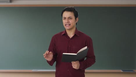 maestro indio feliz enseñando en clase