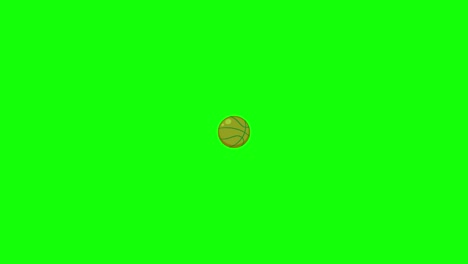 a stylized basketball rotates, shatters into fragments, and then reassembles against changing backgrounds, using smooth transitions and bold, flat colors