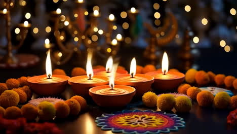 festive diwali oil lamps and decorations
