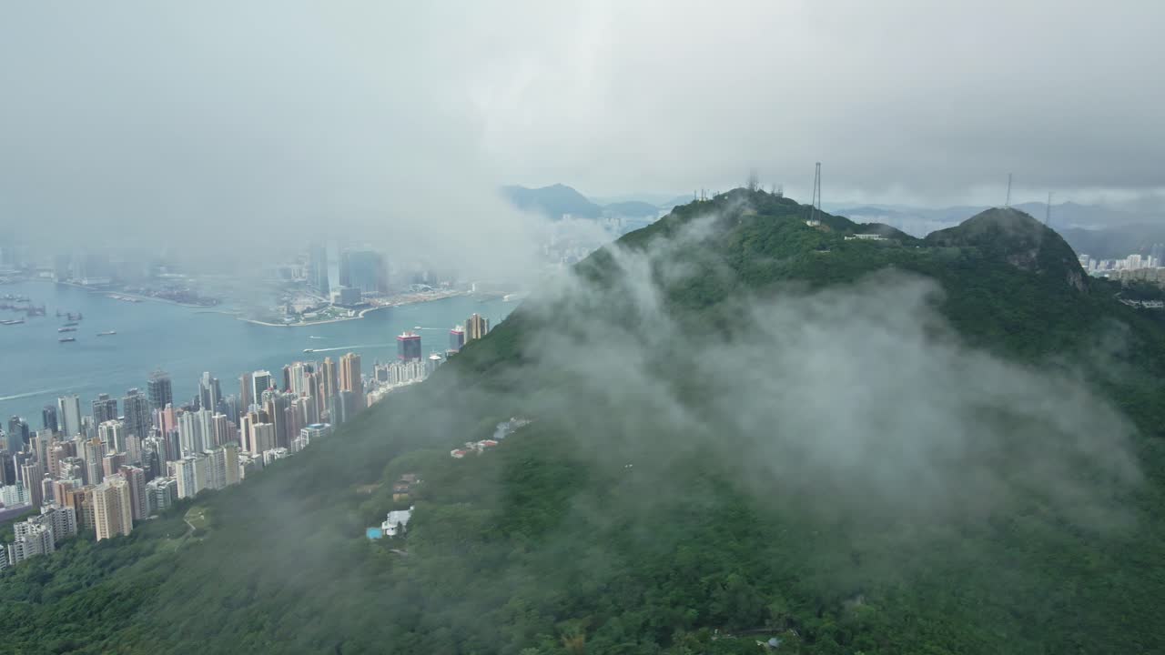vista del paisaje urbano de la isla de hong kong en la montaña pico