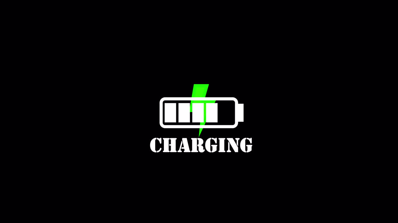 Animated Battery Charging Icon on Black Background