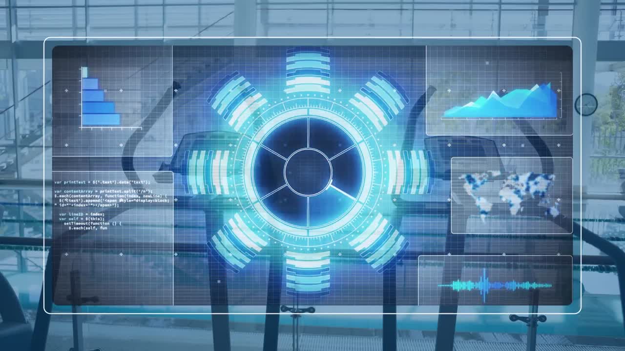 animación del procesamiento de datos sobre el equipo del gimnasio
