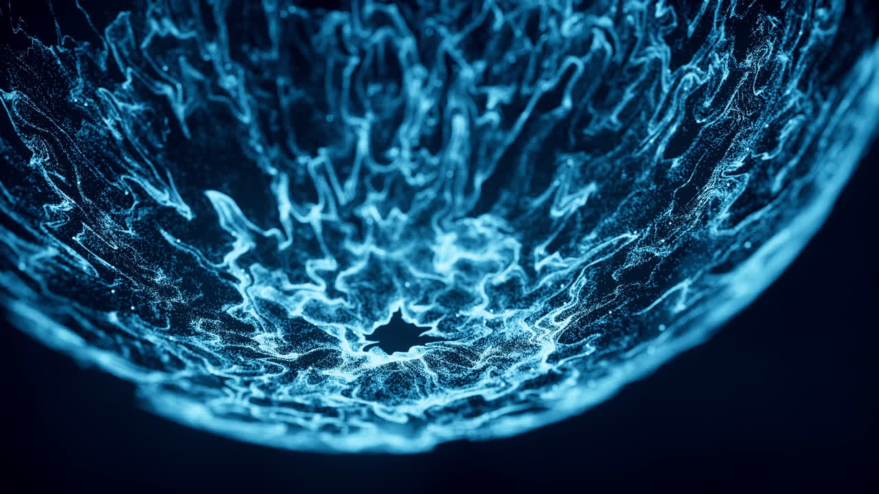 Particelle astratte con motivo a onde, rendering 3D.