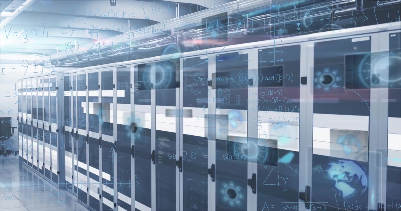 Animation of data processing over server room