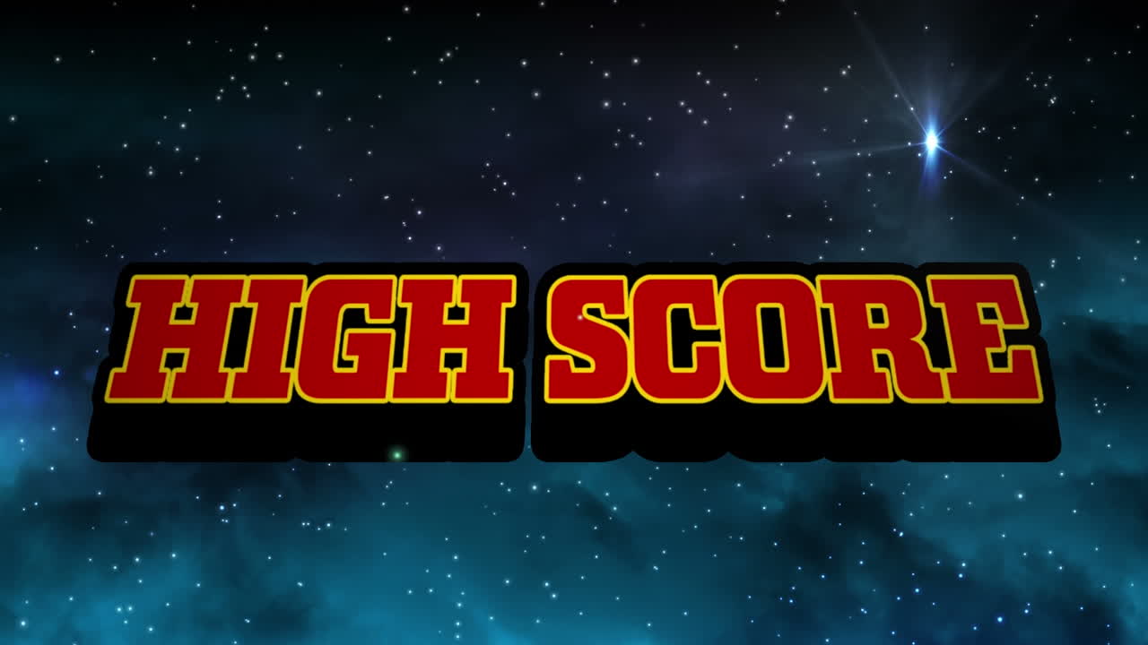 Animation of high score text and spots on black background