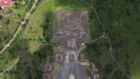 light and shadow show on the ruins of teotihuacan, drone view