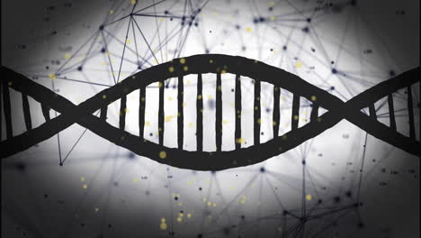 animation of dna strand and connections on dark background