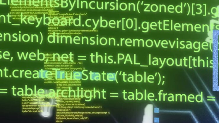 Un'icona pallida che appare, codice neon che si sposta, un nastro che scorre, zoom, icone che orbitano, rivelando nomi.