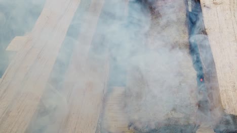 burning wood logs for a barbecue