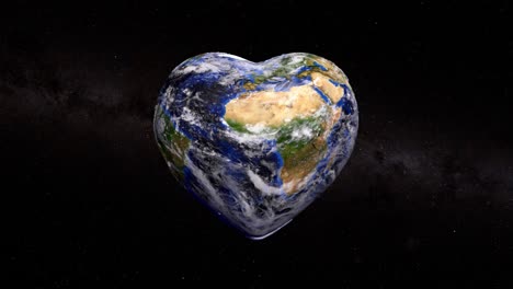 heart-shaped earth in space