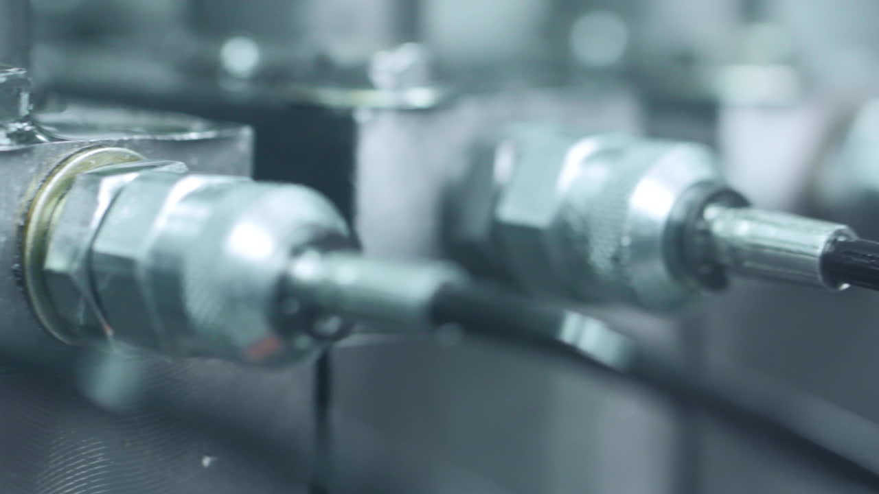 гидравлические шланги, используемые на заводе. ближайший вид гидравлических шлангов под давлением