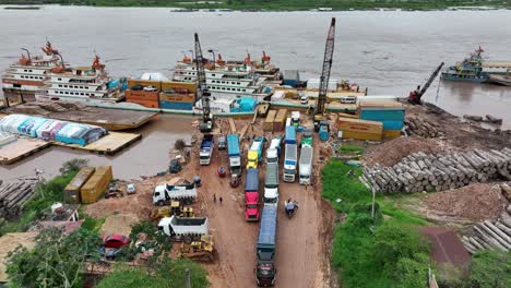 cargo boat on amazon river. amazonia. south america