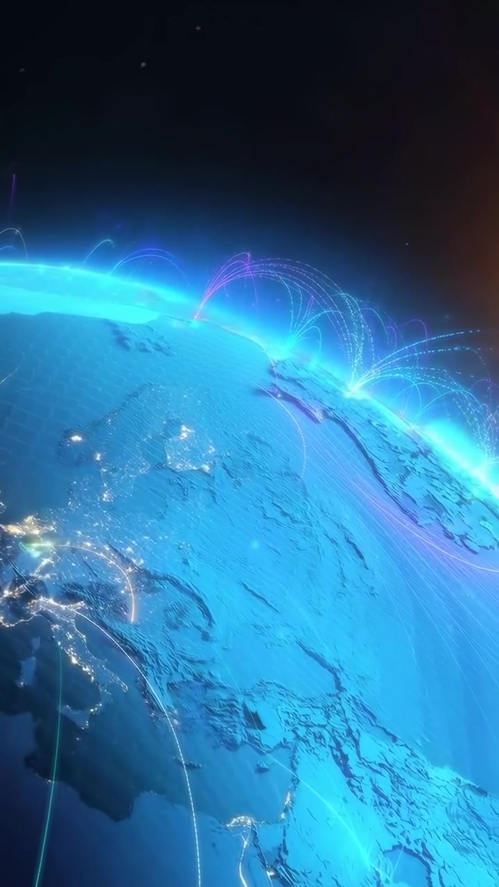 Digital Earth Globe with Global Network Connections and Sunrise