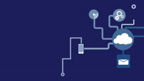 Animation of network of connections in blue background